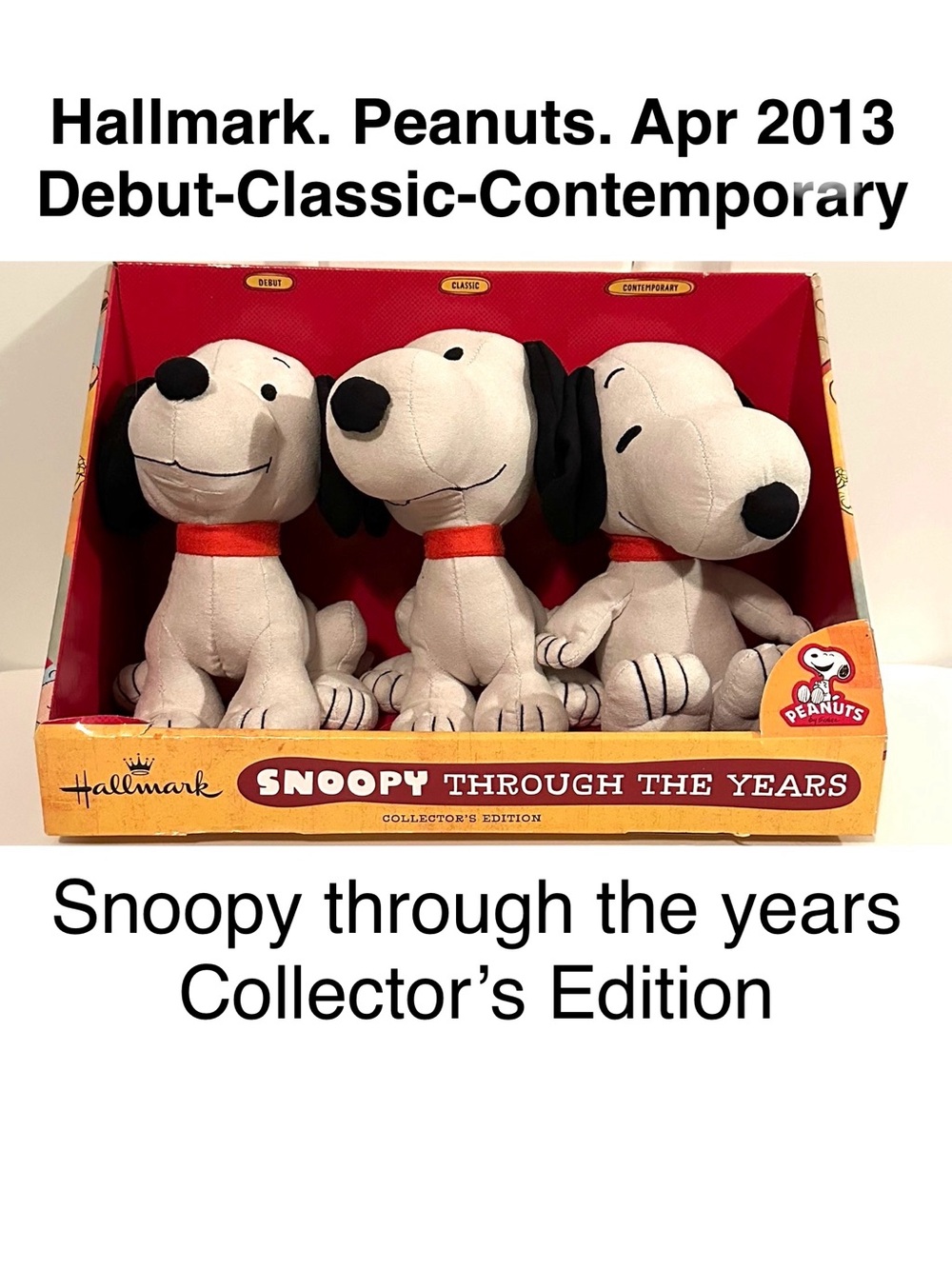 Hallmark Peanuts Snoopy Through The Years Trio Plush Set Apr 2013 Collectible 🥜